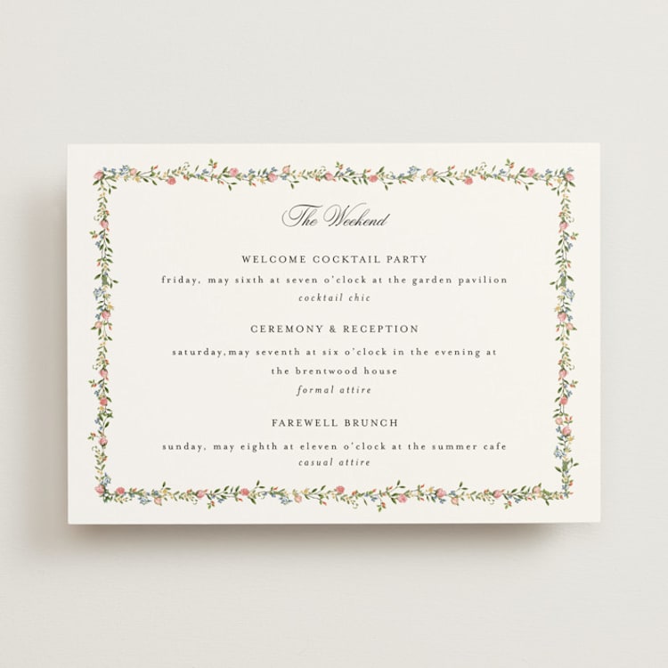 "Monogramed" - Wedding Weekend Itinerary Cards in Blush by Susan Moyal - Front