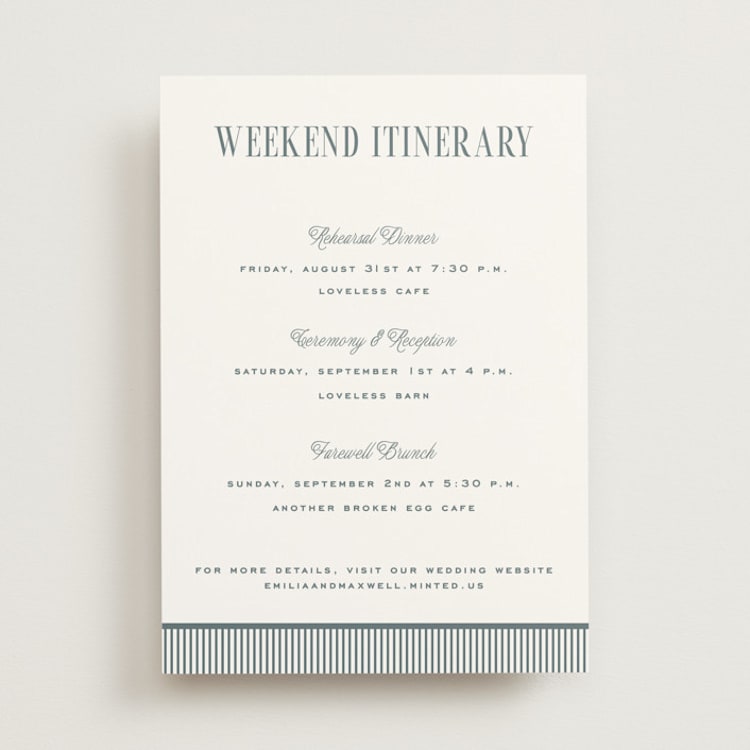 "Modern Stripes" - Wedding Weekend Itinerary Cards in Capri by Emily Betts - Front