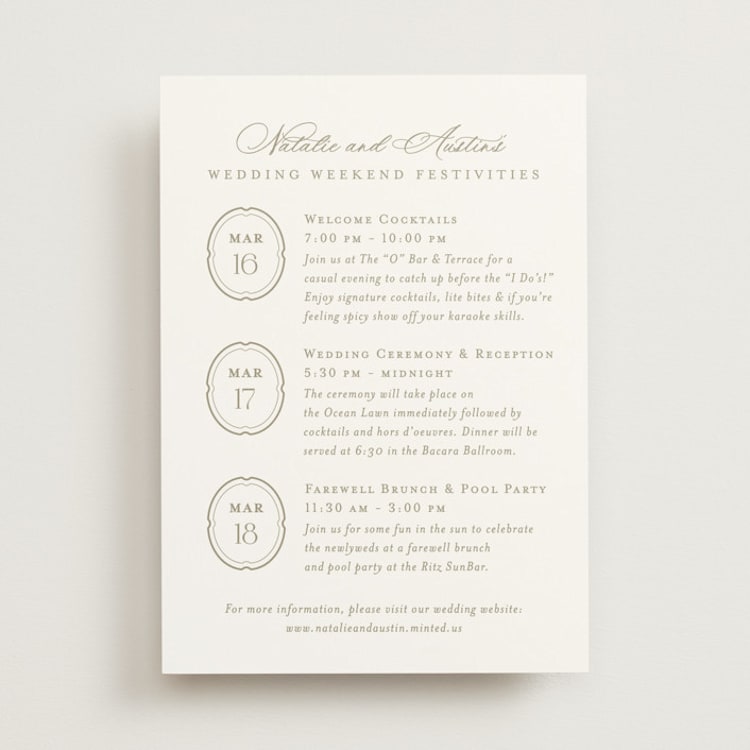 "Calia " - Wedding Weekend Itinerary Cards in Paris Rain by Jennifer Postorino - Front