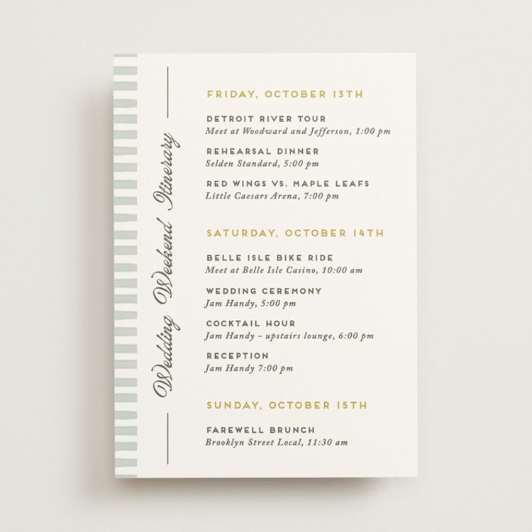 "Penumbra" - Wedding Weekend Itinerary Cards in Garden by Snow and Ivy - Front