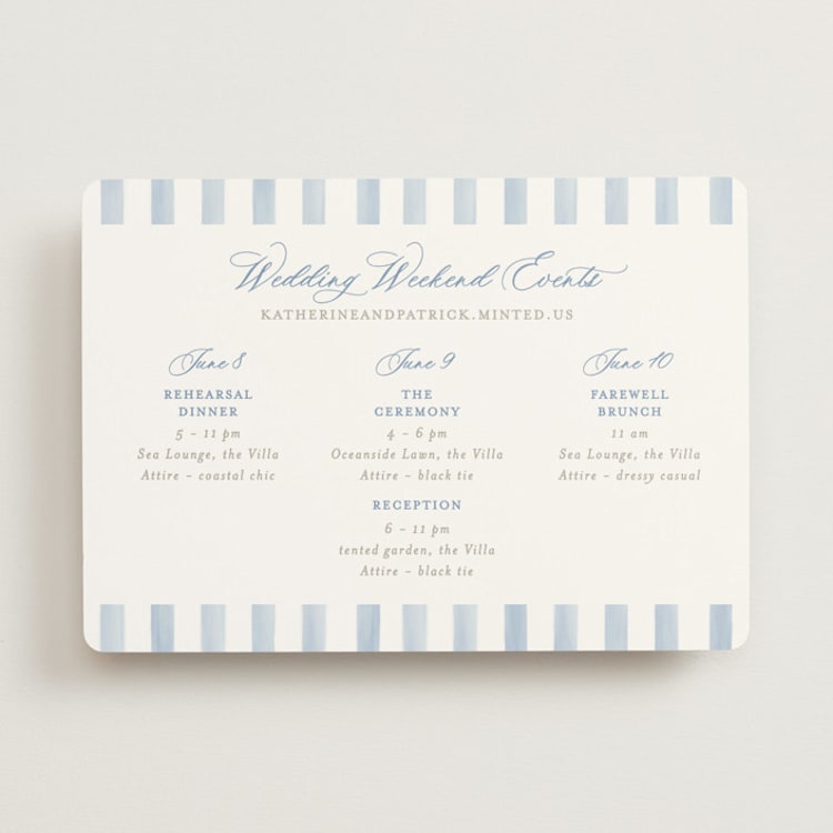 "Pillowy border" - Wedding Weekend Itinerary Cards in Ocean by Creo Study - Front