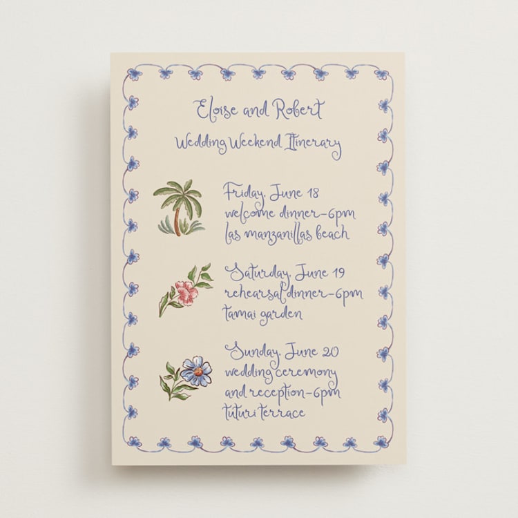 "Artisan Wedding" - Wedding Weekend Itinerary Cards in Sea by Chris Griffith - Front
