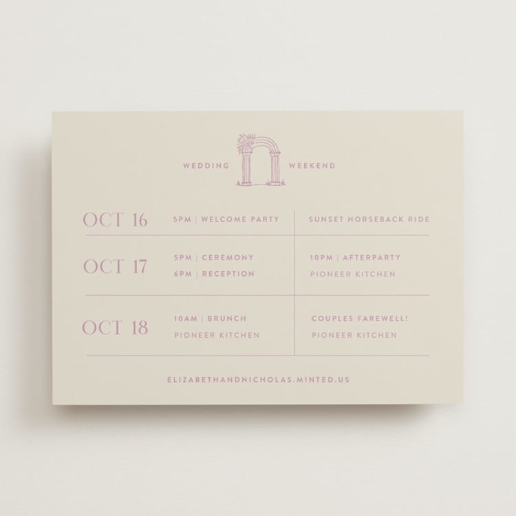 "Lavender Dreams" - Wedding Weekend Itinerary Cards in Lilac Dreams by Design Lotus - Front