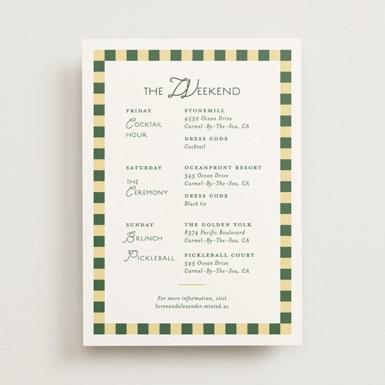"grid" - Wedding Weekend Itinerary Cards in Citrus by Angela Quan - Front