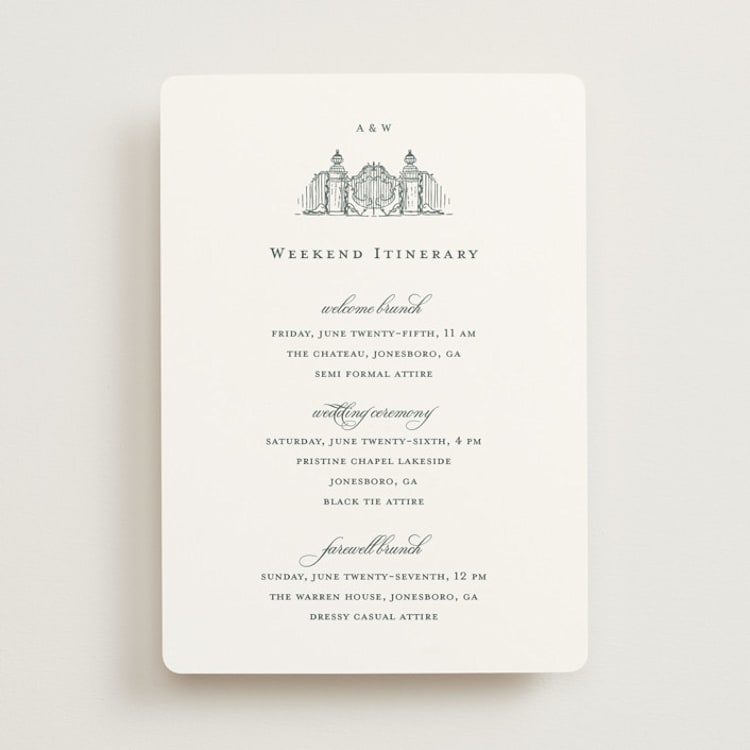 "Arden" - Wedding Weekend Itinerary Cards in Camouflage by Jelena Vuletic - Front