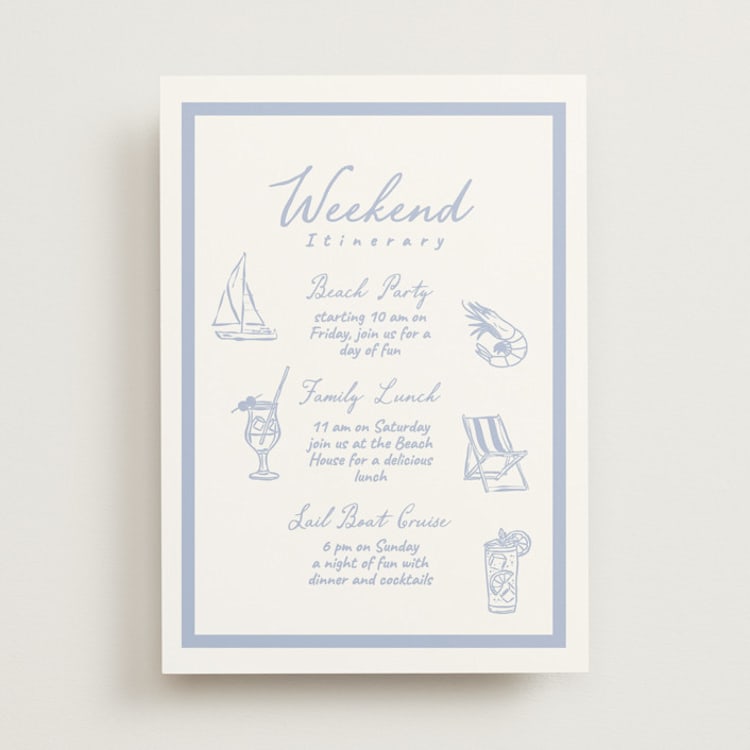 "The Big Day" - Wedding Weekend Itinerary Cards in Cornflower by Sherley Ferreira - Front