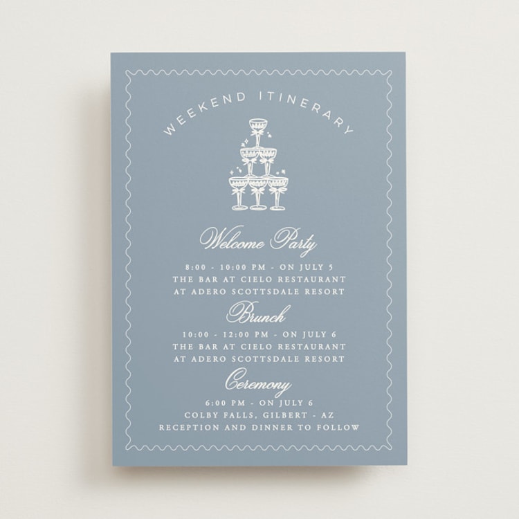 "Coastal Breeze" - Wedding Weekend Itinerary Cards in Blue Ocean by Sherley Ferreira - Front