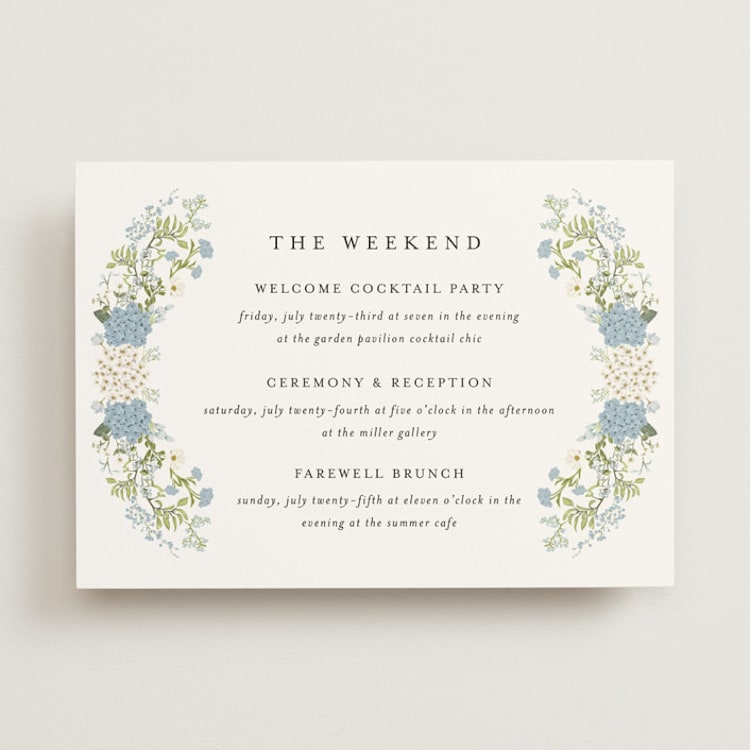 "Wedgewood" - Wedding Weekend Itinerary Cards in Cerulean by Susan Moyal - Front