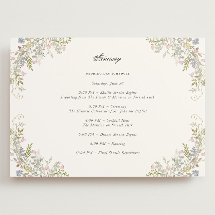 "flowering arch" - Wedding Weekend Itinerary Cards in Sage by Lori Wemple - Front