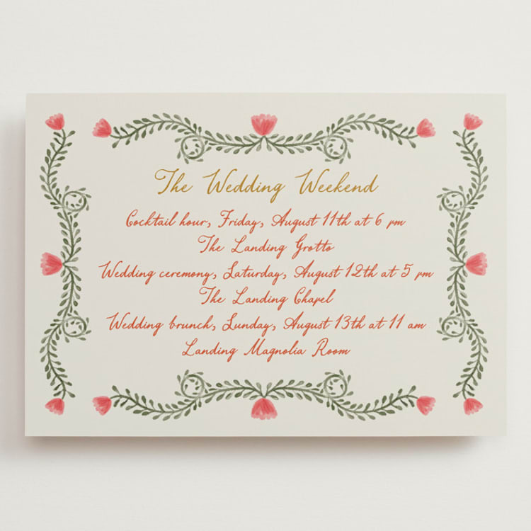 "Chantilly" - Wedding Weekend Itinerary Cards in Sunset by Maja Cunningham - Front