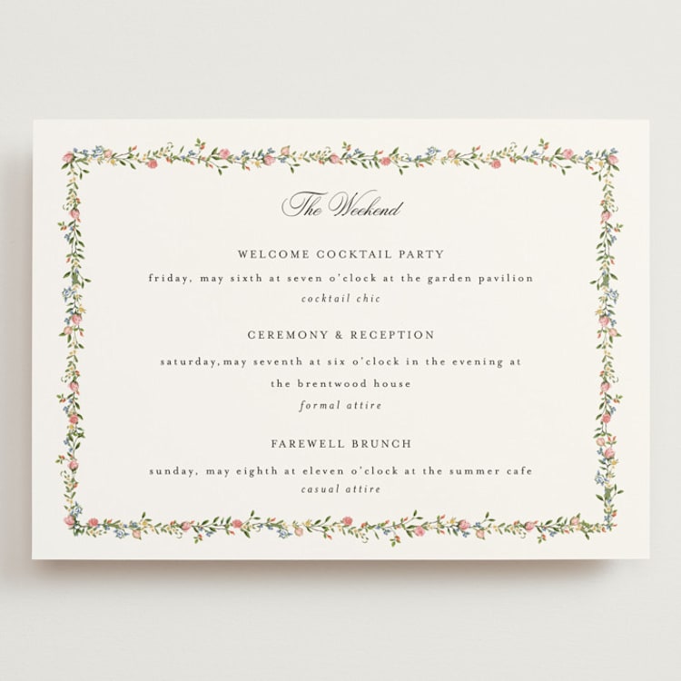 "Monogramed" - Wedding Weekend Itinerary Cards in Blush by Susan Moyal - Front