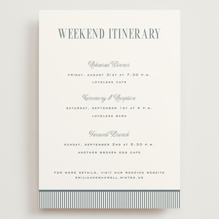 "Modern Stripes" - Wedding Weekend Itinerary Cards in Capri by Emily Betts - Front