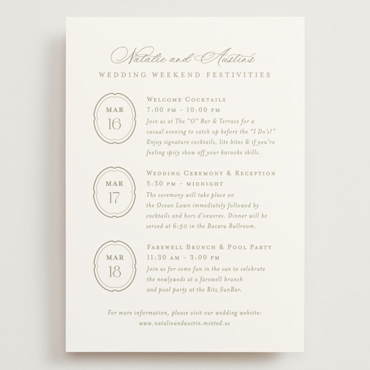 "Calia " - Wedding Weekend Itinerary Cards in Paris Rain by Jennifer Postorino - Front