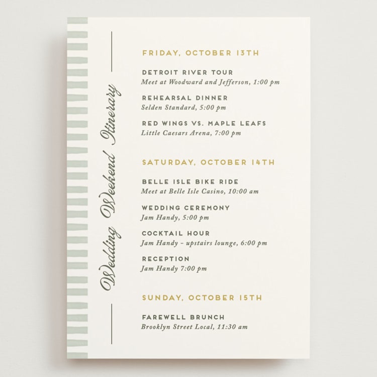 "Penumbra" - Wedding Weekend Itinerary Cards in Garden by Snow and Ivy - Front