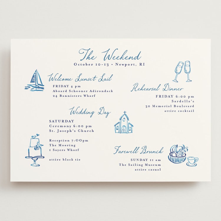 "Positano" - Wedding Weekend Itinerary Cards in Cerulean by Tamara Hilje - Front