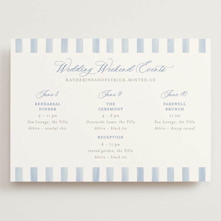 "Pillowy border" - Wedding Weekend Itinerary Cards in Ocean by Creo Study - Front