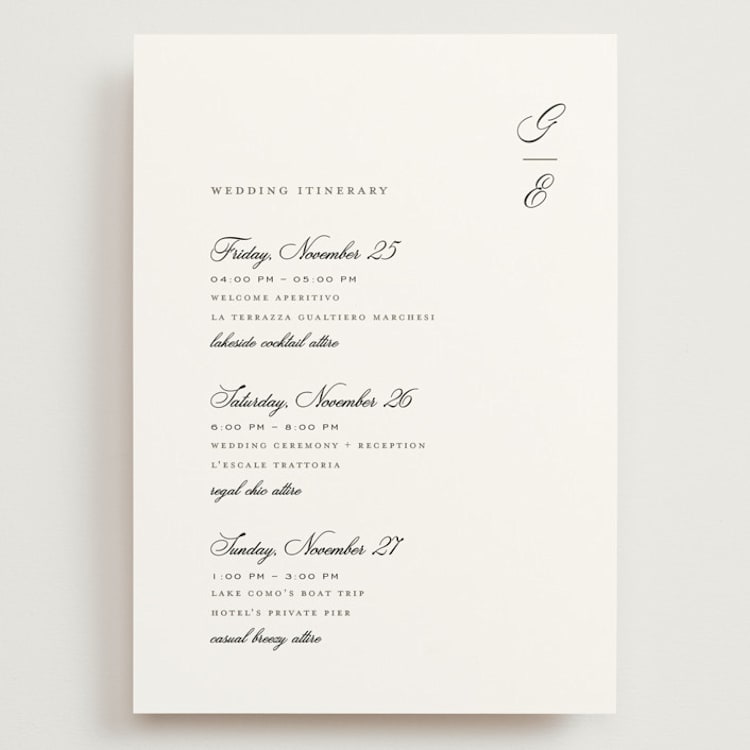 "gregada" - Wedding Weekend Itinerary Cards in Salt by chocomocacino - Front