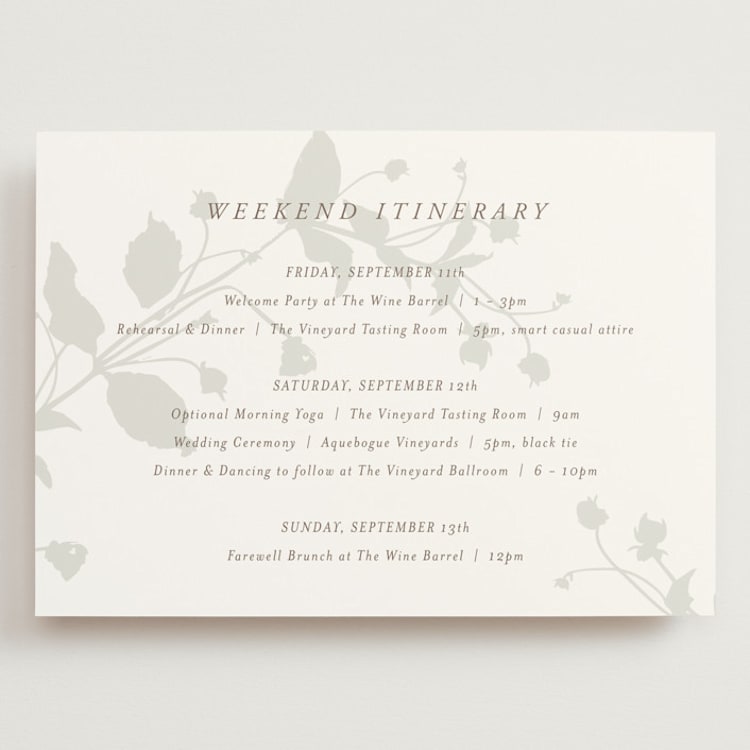 "Autumnal" - Wedding Weekend Itinerary Cards in Fawn by AK Graphics - Front