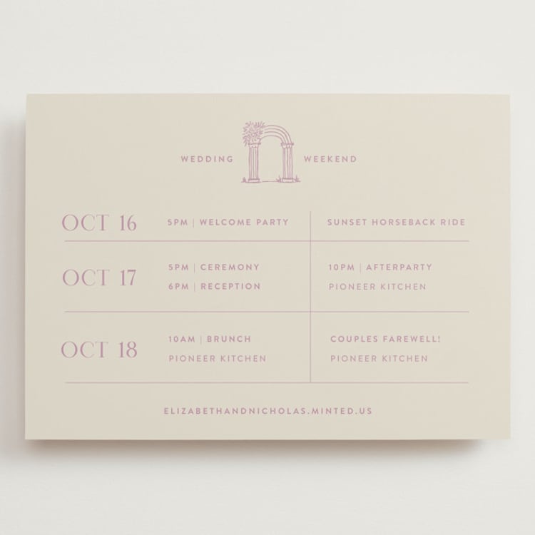 "Lavender Dreams" - Wedding Weekend Itinerary Cards in Lilac Dreams by Design Lotus - Front