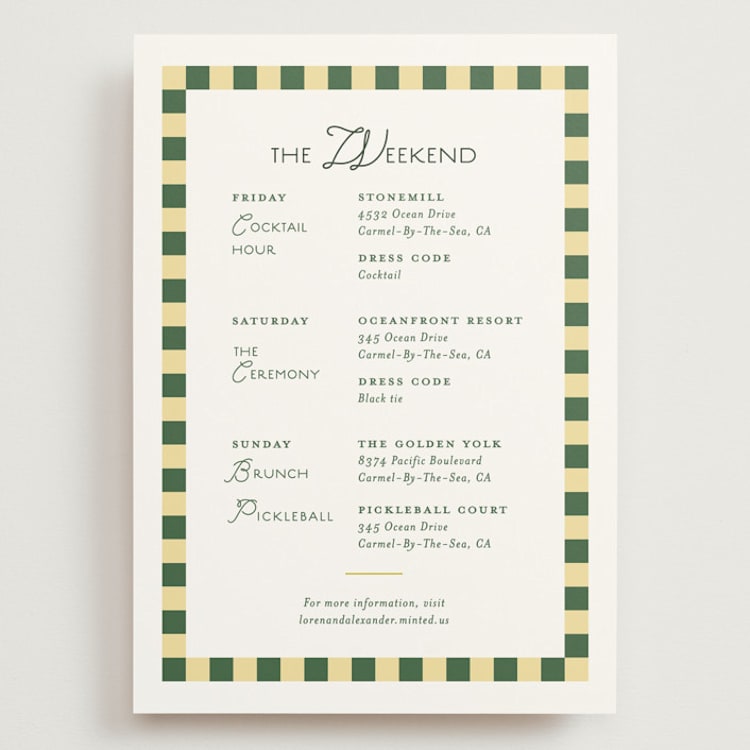 "grid" - Wedding Weekend Itinerary Cards in Citrus by Angela Quan - Front