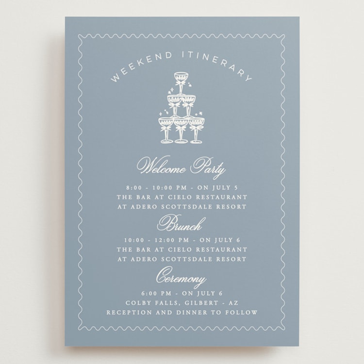 "Coastal Breeze" - Wedding Weekend Itinerary Cards in Blue Ocean by Sherley Ferreira - Front
