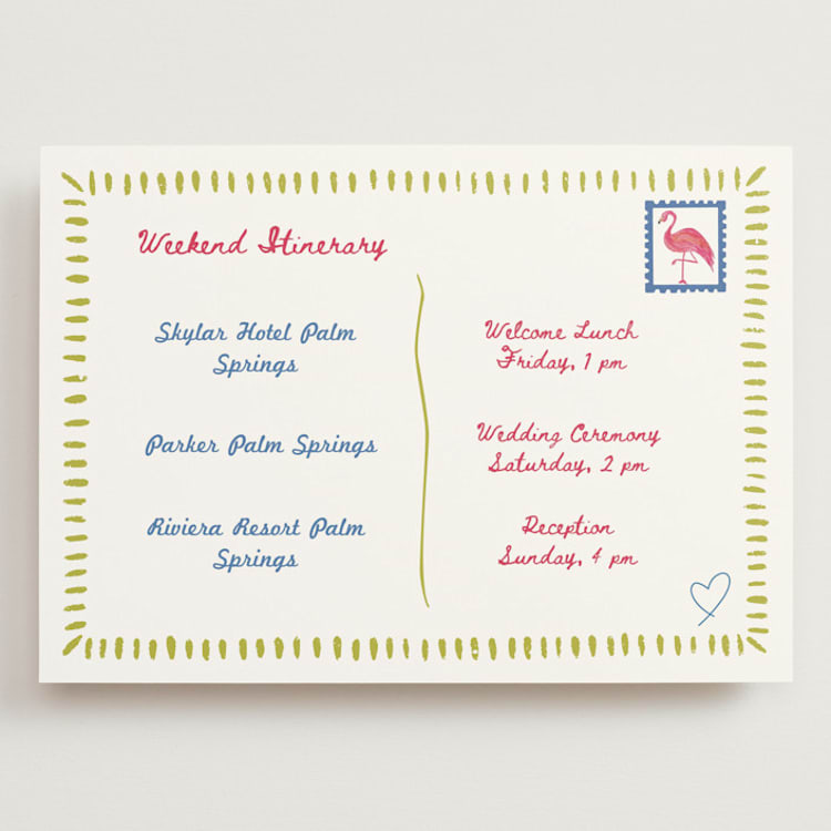 "Retro Palm Springs" - Wedding Weekend Itinerary Cards in Azure by The Fig Studio - Front