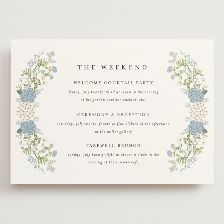 "Wedgewood" - Wedding Weekend Itinerary Cards in Cerulean by Susan Moyal - Front