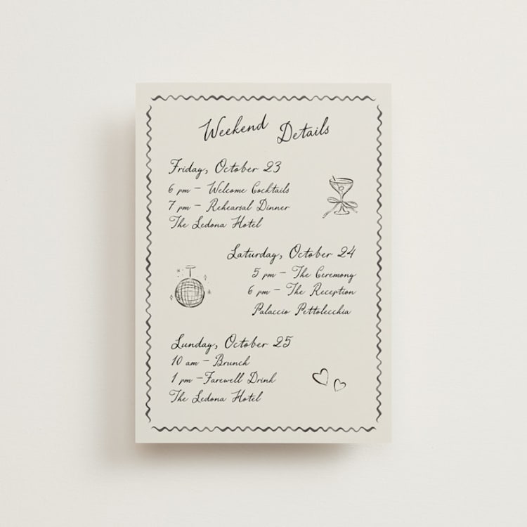 "Puglia" - Wedding Weekend Itinerary Cards in Rock by Pati Cascino - Front