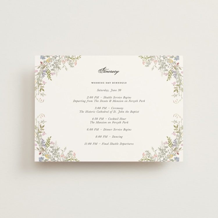 "flowering arch" - Wedding Weekend Itinerary Cards in Sage by Lori Wemple - Front