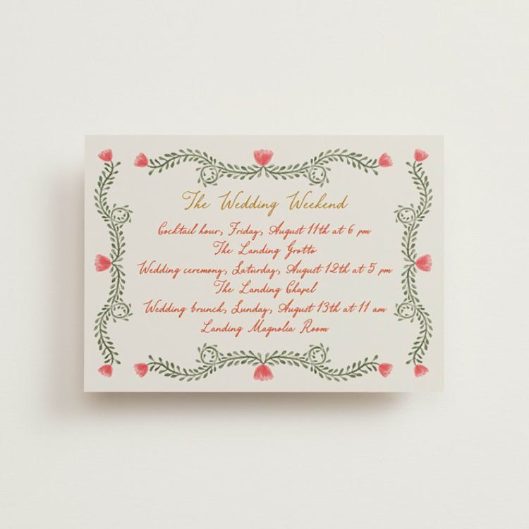"Chantilly" - Wedding Weekend Itinerary Cards in Sunset by Maja Cunningham - Front
