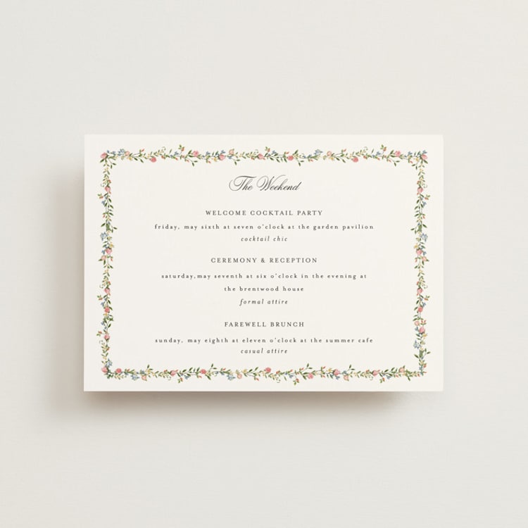 "Monogramed" - Wedding Weekend Itinerary Cards in Blush by Susan Moyal - Front