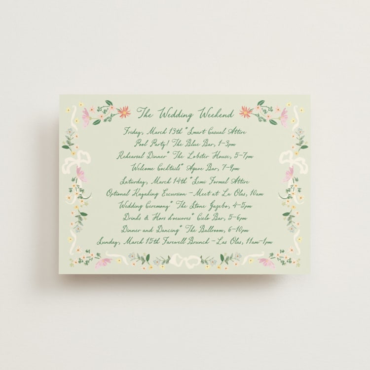 "spring draped garland" - Wedding Weekend Itinerary Cards in Spring by Phrosné Barwood - Front
