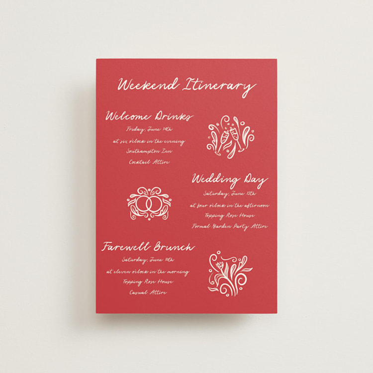 "Love in Bloom" - Wedding Weekend Itinerary Cards in Brick by Julia Liverton - Front