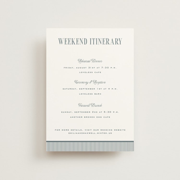 "Modern Stripes" - Wedding Weekend Itinerary Cards in Capri by Emily Betts - Front