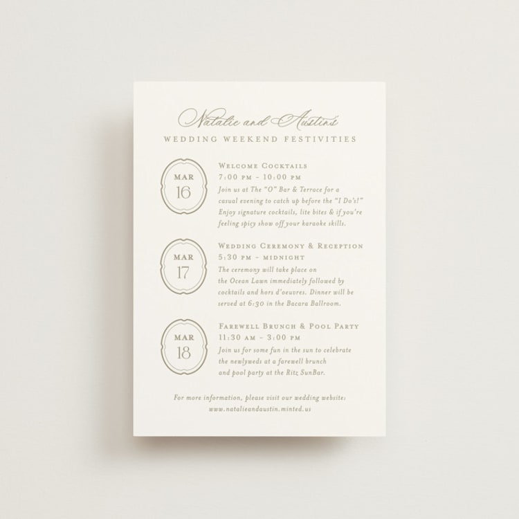 "Calia " - Wedding Weekend Itinerary Cards in Paris Rain by Jennifer Postorino - Front
