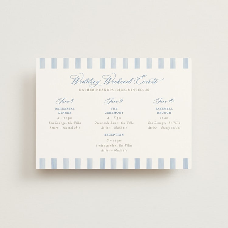 "Pillowy border" - Wedding Weekend Itinerary Cards in Ocean by Creo Study - Front