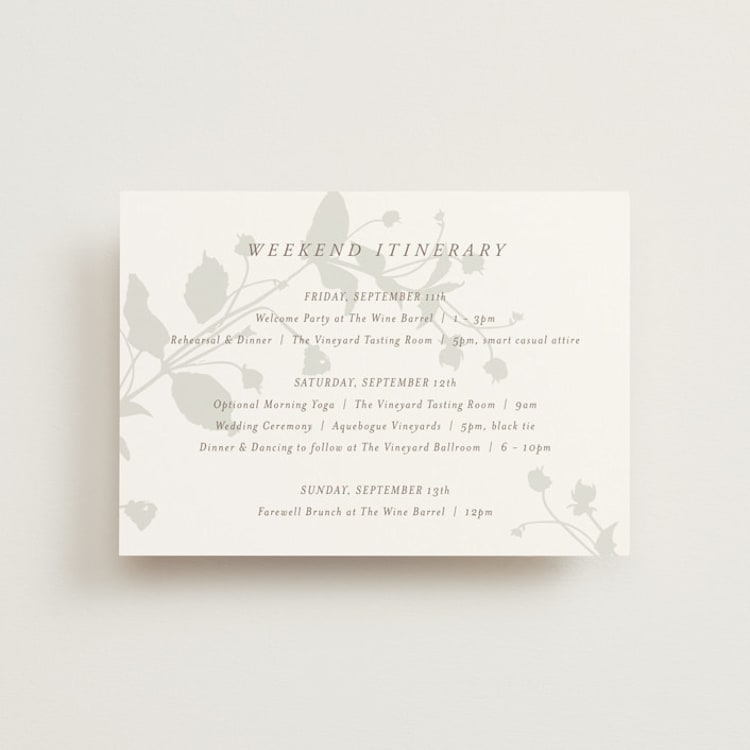 "Autumnal" - Wedding Weekend Itinerary Cards in Fawn by AK Graphics - Front