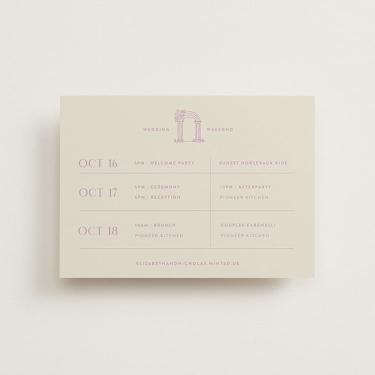 "Lavender Dreams" - Wedding Weekend Itinerary Cards in Lilac Dreams by Design Lotus - Front