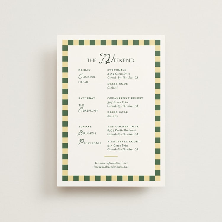 "grid" - Wedding Weekend Itinerary Cards in Citrus by Angela Quan - Front
