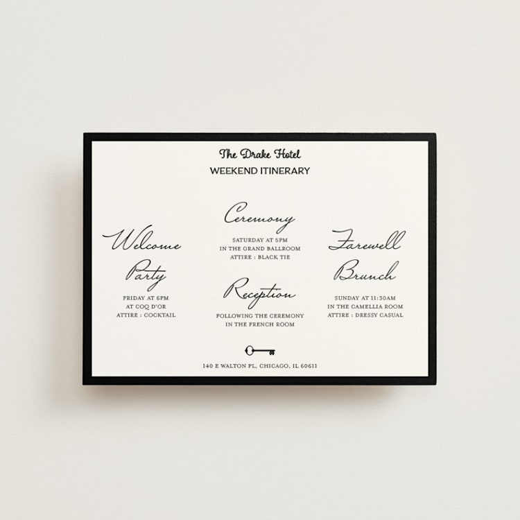"Hotel" - Wedding Weekend Itinerary Cards in Ivory by Studio Suku - Front