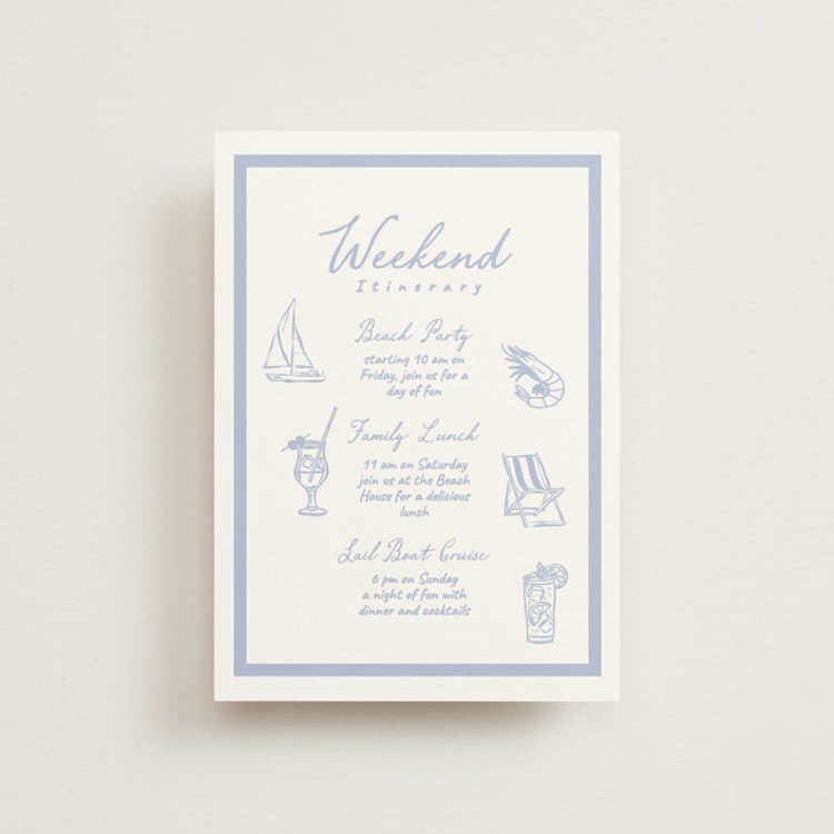 "The Big Day" - Wedding Weekend Itinerary Cards in Cornflower by Sherley Ferreira - Front