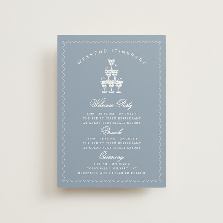 "Coastal Breeze" - Wedding Weekend Itinerary Cards in Blue Ocean by Sherley Ferreira - Front