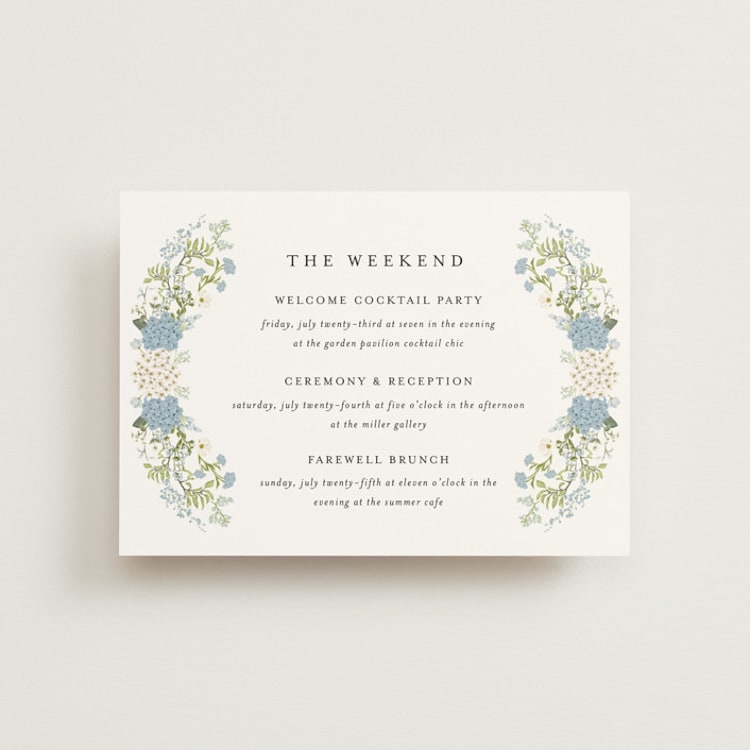 "Wedgewood" - Wedding Weekend Itinerary Cards in Cerulean by Susan Moyal - Front
