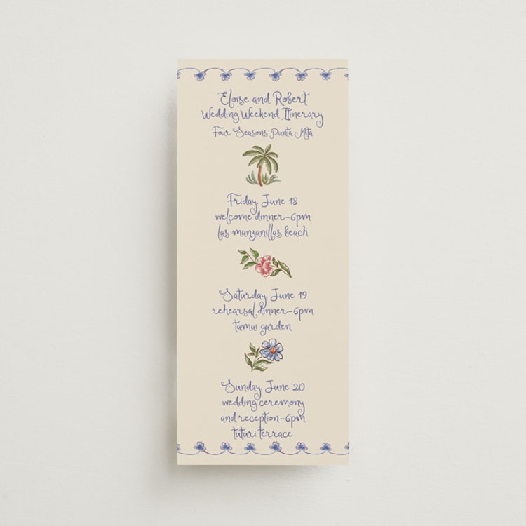 "Artisan Wedding" - Wedding Weekend Itinerary Cards in Sea by Chris Griffith - Front