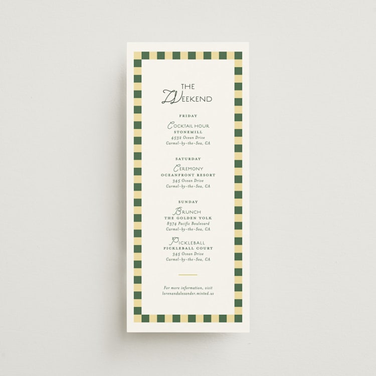 "grid" - Wedding Weekend Itinerary Cards in Citrus by Angela Quan - Front
