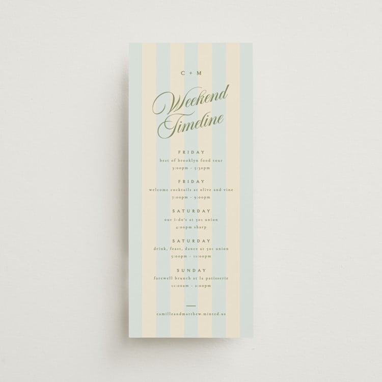 "Gilmore" - Wedding Weekend Itinerary Cards in Sky by Kristie Kern - Front