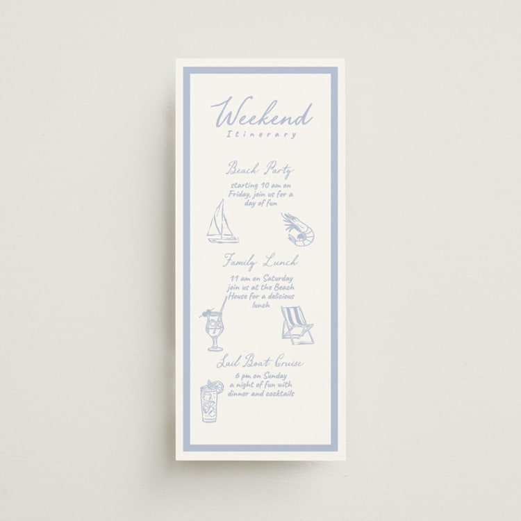 "The Big Day" - Wedding Weekend Itinerary Cards in Cornflower by Sherley Ferreira - Front
