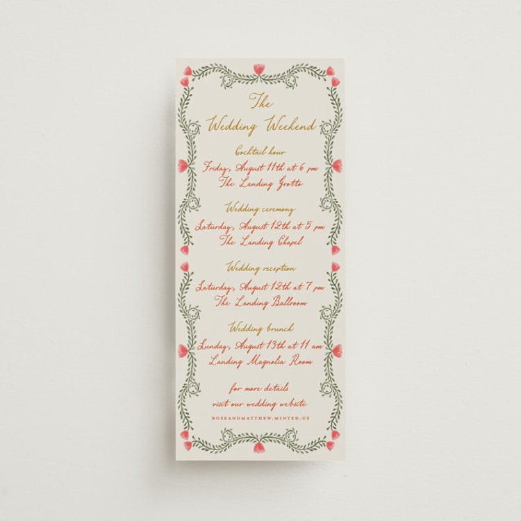 "Chantilly" - Wedding Weekend Itinerary Cards in Sunset by Maja Cunningham - Front