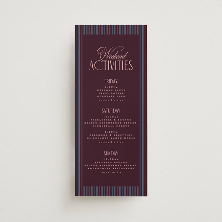 "sophisticate" - Wedding Weekend Itinerary Cards in Plum by Owl and Toad - Front
