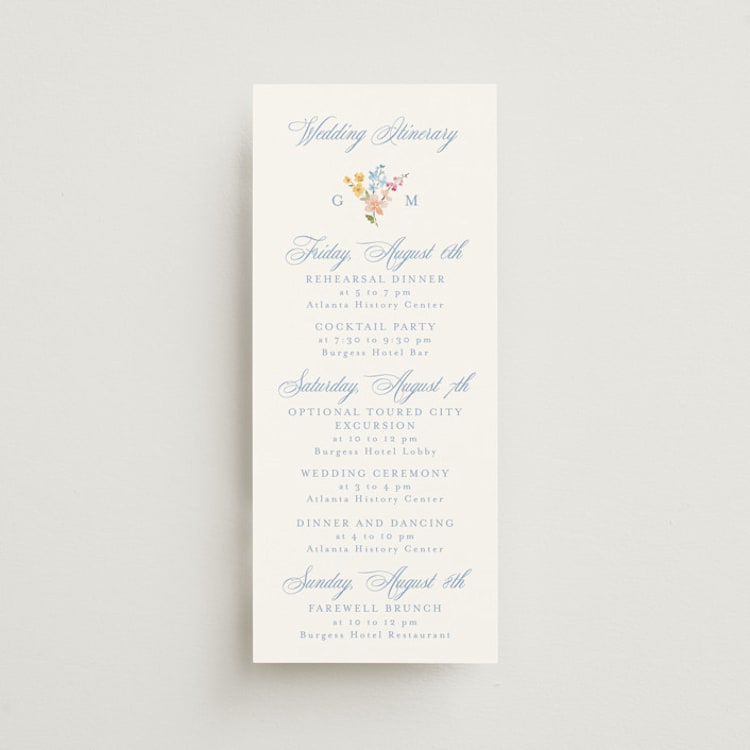 "Everlasting Romance" - Wedding Weekend Itinerary Cards in Meadow by Petra Kern - Front